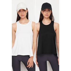Trendyol Black and White 2-Pack Halter Neck Knitted Sports T-Shirt obraz