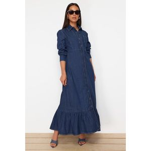 Trendyol Dark Blue Maxi Modest Denim Dress obraz