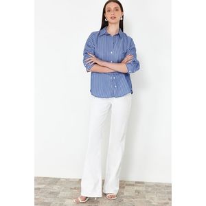 Trendyol Blue Striped Regular Fit Woven Shirt obraz