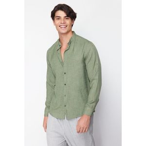 Trendyol Khaki Slim Fit Command Collar Comfortable Shirt obraz
