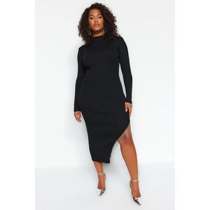 Trendyol Curve Black Asymmetrical Cut Sweater Dress With Accessory Detail obraz