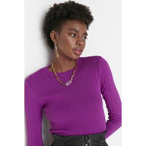 Trendyol Purple Basic Crew Neck Knitwear Sweater obraz