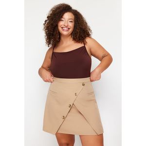Trendyol Curve Mink Double Breasted Button Detailed Woven Skirt obraz