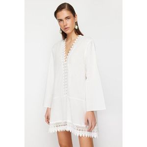 Trendyol White Mini Woven Lace Detailed Beach Dress obraz