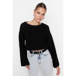 Trendyol Black Crop and Spanish Sleeves Knitwear Sweater obraz
