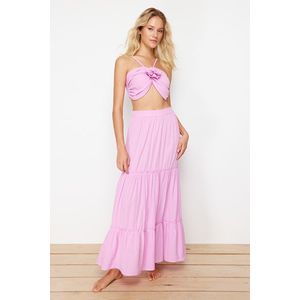 Trendyol Pink Woven Floral Appliqué Blouse and Skirt Suit obraz
