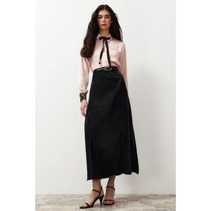 Trendyol Black Satin Woven Skirt obraz