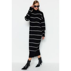 Trendyol Black Wide Fit Maxi Knitwear Turtleneck Dress obraz