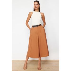 Trendyol Brown Belted Skirt Look Woven Trousers obraz