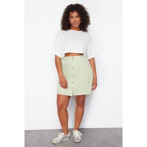 Trendyol Curve Mint Buttoned Mini Denim Skirt obraz
