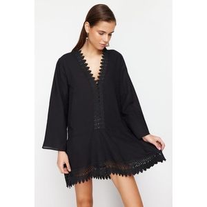 Trendyol Black Mini Woven Lace Detailed Beach Dress obraz