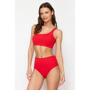 Trendyol Red One Shoulder High Waist Regular Bikini Set obraz