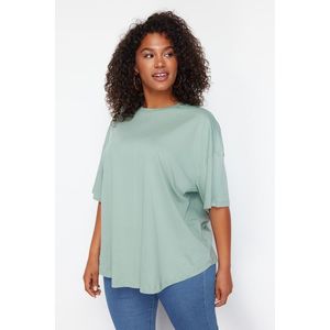 Trendyol Curve Mint 100% Cotton More Sustainable Oversize Knitted T-shirt obraz