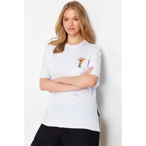 Trendyol White 100% Cotton Oversize/Wide Fit Pocket Detailed Knitted T-Shirt obraz