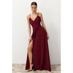 Trendyol Burgundy Woven Long Elegant Evening Dress obraz