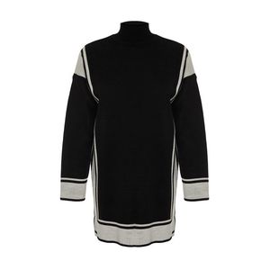 Trendyol Black Striped High Collar Knitwear Sweater obraz