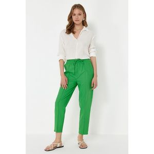 Trendyol Green Elastic Waist Linen Blend Woven Trousers obraz