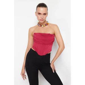 Trendyol Fuchsia Crop Lined Knitted Corset Detailed Bustier obraz