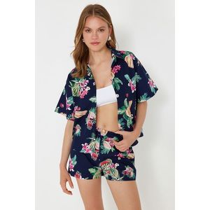 Trendyol Tropical Patterned Woven Shirt Shorts Set obraz