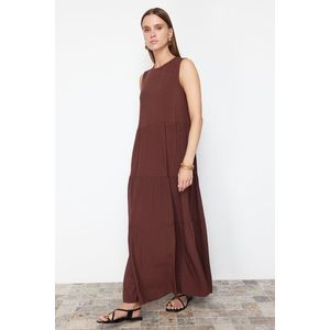 Trendyol Brown Shift/Straight Cut Maxi Sleeveless Woven Dress obraz
