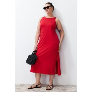 Trendyol Curve Red Single Jersey Knitted Plus Size Dress obraz