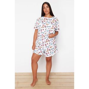 Trendyol Curve Multicolor Printed Knitted Pajama Set obraz