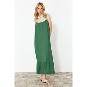 Trendyol Green Straight Back Detailed Strappy Wrapped/Textured Maxi Knitted Dress obraz