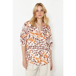 Trendyol Multicolored Patterned Satin Fabric Oversize Wide Fit Woven Shirt obraz