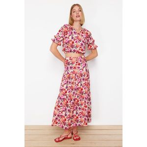 Trendyol Multicolored Floral Patterned Viscose Fabric Maxi Length Woven Skirt obraz