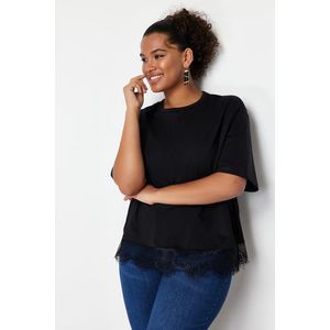 Trendyol Curve Black Lace Knitted T-shirt obraz