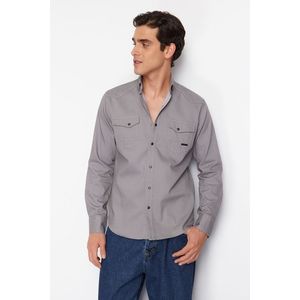 Trendyol Gray Regular Fit Denim Shirt with Snap Fasteners obraz