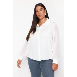 Trendyol Curve White Long Sleeve Buttoned Chiffon Woven Shirt obraz