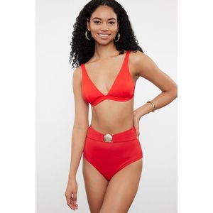 Trendyol Red Belt Premium Accessory High Waist Regular Bikini Bottom obraz