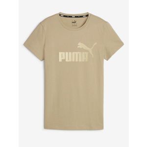 Béžové dámské tričko Puma ESS+ Metallic Logo Tee obraz