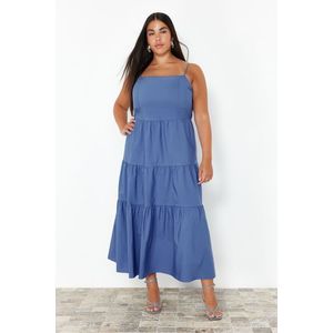 Trendyol Curve Blue Relaxed Woven Plus Size Dress obraz