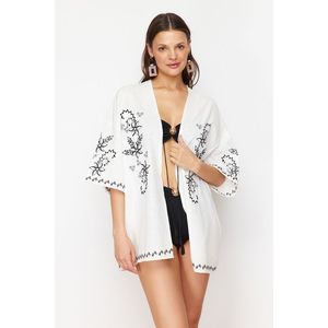 Trendyol White Woven Embroidered Kimona&Kaftan obraz