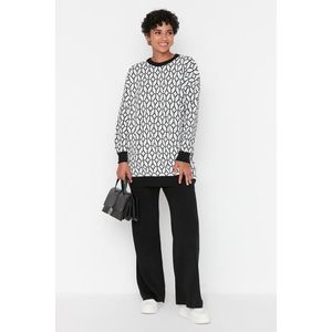 Trendyol Black Geometric Pattern Sweater-Pants Knitwear Set obraz