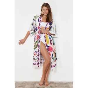 Trendyol Ethnic Patterned Belted Midi Woven 100% Cotton Kimono&Kaftan obraz