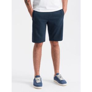 Ombre BASIC men's cotton sweat shorts - navy blue obraz