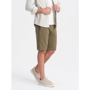Ombre Men's BASIC cotton sweat shorts - olive obraz