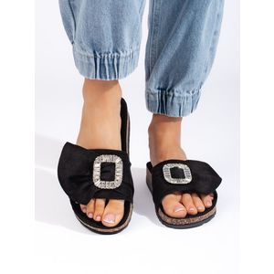 Shelvt Black flip-flops with a cork sole obraz