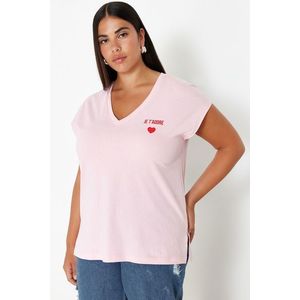 Trendyol Curve Pink Oversize Knitted T-Shirt obraz