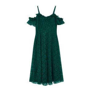 Trendyol Curve Emerald Green Woven Guipure Detailed Plus Size Dress obraz