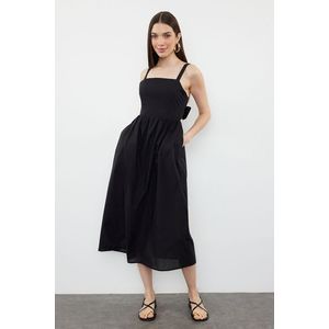 Trendyol Black A-line Cotton Voile Mini Woven Dress obraz
