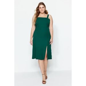 Trendyol Curve Emerald Green Woven Slit Dress obraz