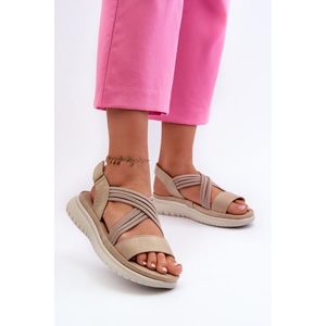 Lehké dámské pohodlné sandály na suchý zip Béžová Ceclea obraz