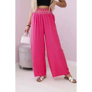 Kalhoty se širokým elastickým pasem růžové barvy obraz