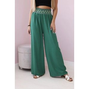 Kalhoty se širokým elastickým pasem zelené barvy obraz