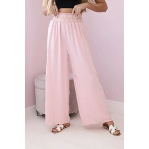 Kalhoty se širokým elastickým pasem pudrově růžové obraz