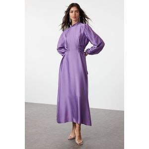 Trendyol Lilac Waist Briti Satin Evening Dress obraz